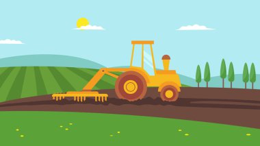 Sarı traktör sahada.