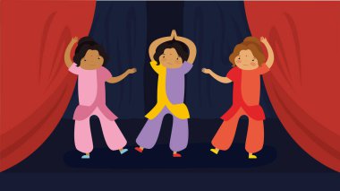 Indian women dancing on stage, vector illustration eps10 graphic