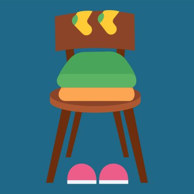 vector illustration of a chair with clothes on it