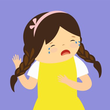 vector illustration of little girl crying