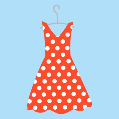 red and white dotted dress icon. web illustration