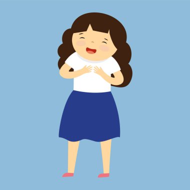 emotional cute little girl, vector illustration