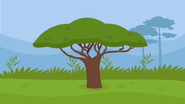 summer landscape with green tree, vector illustration design