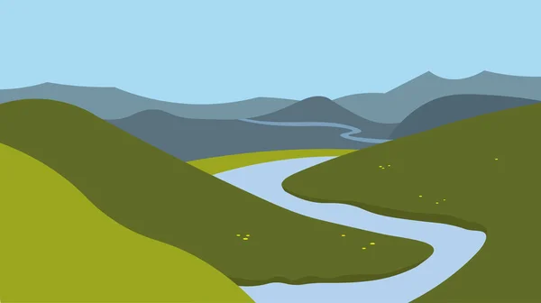 vector illustration of  mountain landscape and river