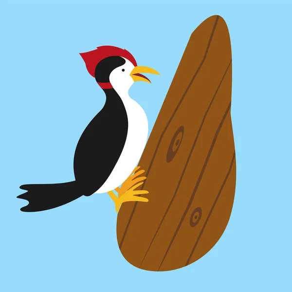 Vector Illustration Cute Cartoon Woodpecker — Stock vektor
