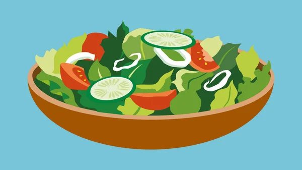 Web Ilustrasi Sederhana Dari Salad Sayuran Segar - Stok Vektor