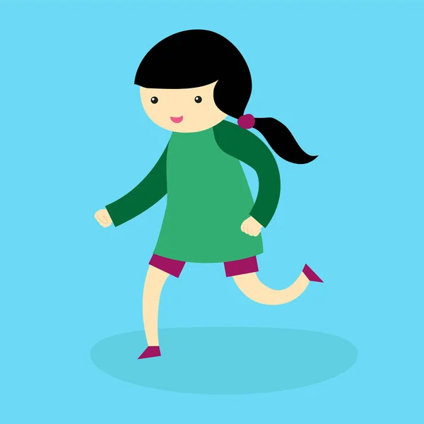 Vector Illustration Cartoon Girl Jogging — Stockvector