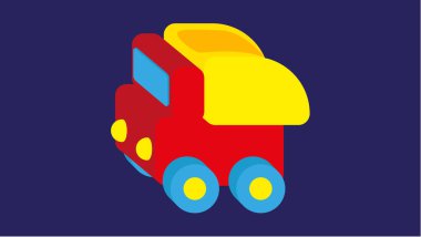 Mavi arkaplanda izole edilmiş renkli oyuncak araba