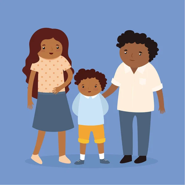 Família Afro Americana Com Filho Ilustração Vetorial Estilo Plano — Vetor de Stock