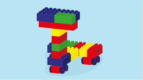 Ilustración Scooter Cubos Constructor Infantil — Vector de stock