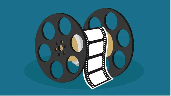 Kołowrotek Projekcją Filmów Ikona Sprzętu Kinowego Ilustracja Wektora — Wektor stockowy