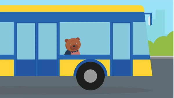 Ours Monte Dans Bus Illustration — Image vectorielle