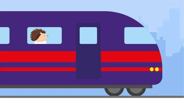 Hérisson Monte Dans Train Illustration — Image vectorielle