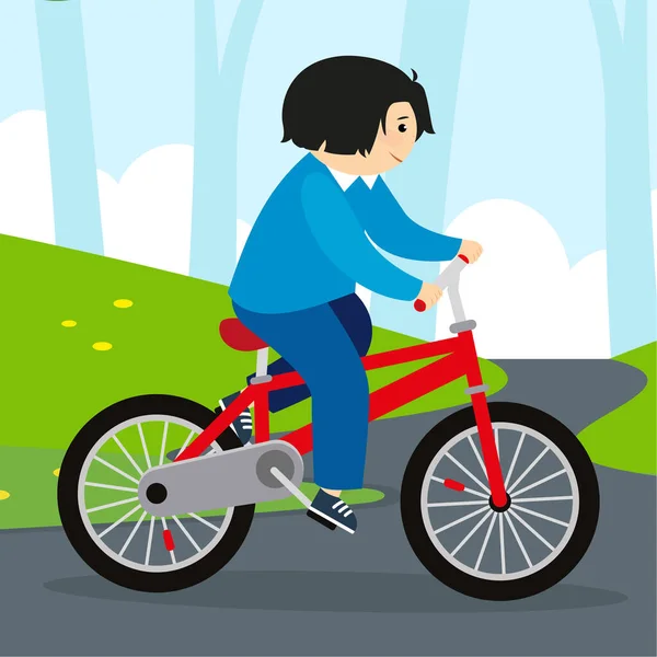 Junges Mädchen Beim Fahrradfahren Park Vektorillustration — Stockvektor