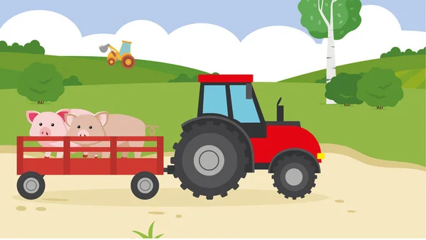 Farmschweine Und Landwirtschaft Thema Vektor Illustration — Stockvektor