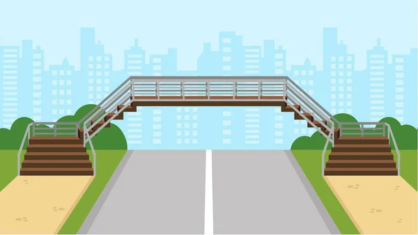 Vektor Ilustrasi Jalan Dengan Penyeberangan Pejalan Kaki Ditinggikan - Stok Vektor