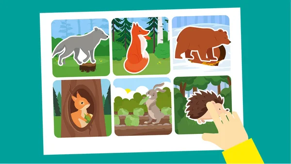 Set Forest Animals Icons Vector Illustration Flat Cartoon Style — Stock Vector