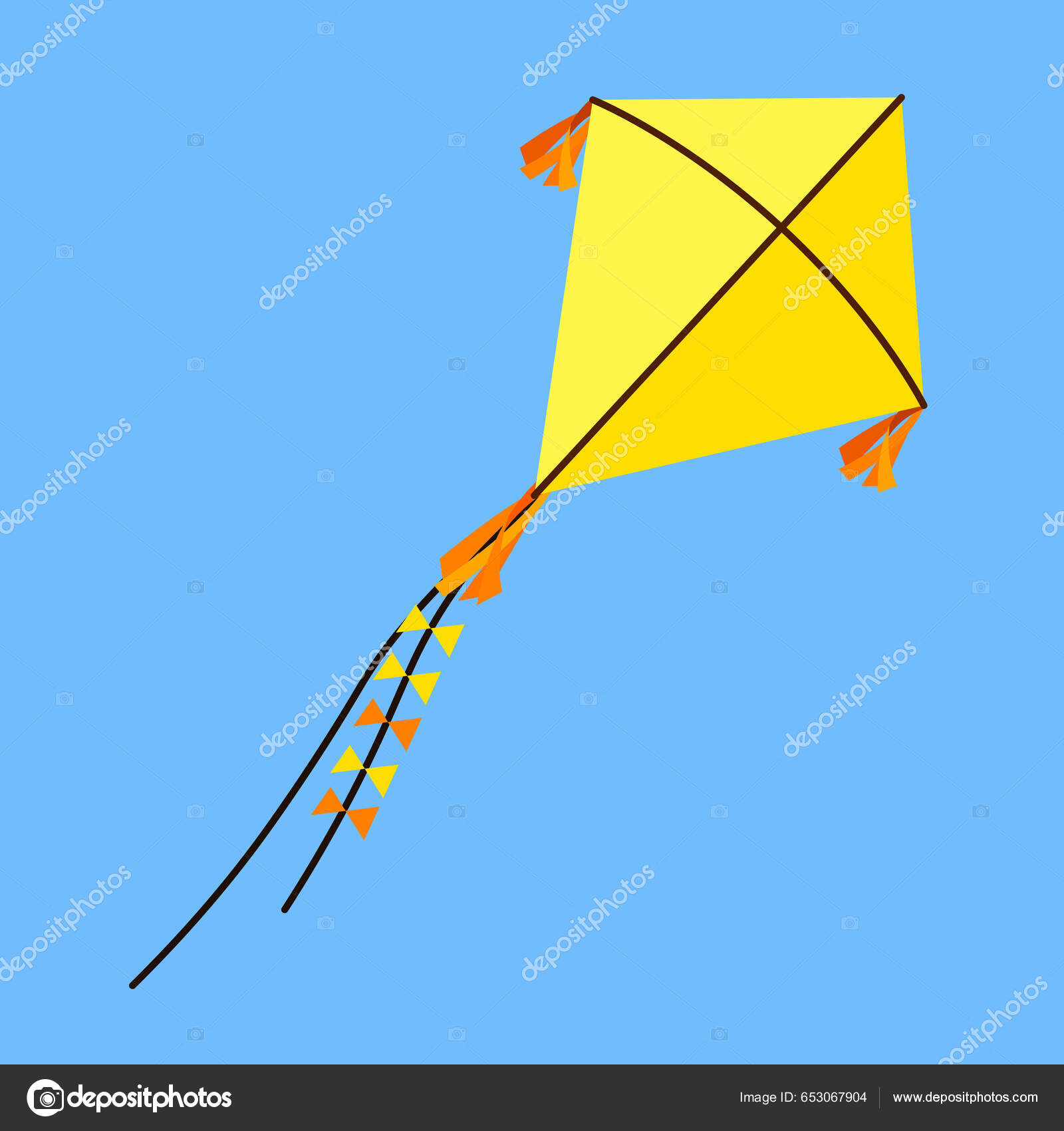 Воздушный Змей Летящий Небе Векторное Изображение.