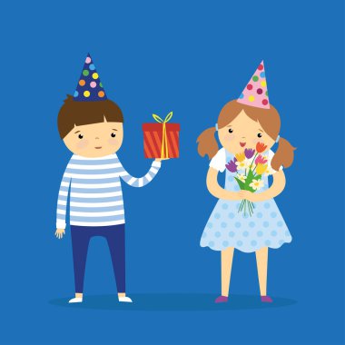 çocuk doğum günü, vektör illüstrasyonu