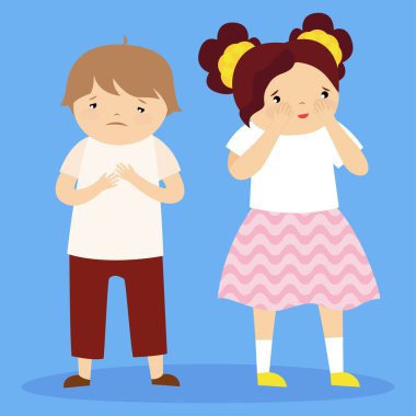 Mavi arkaplandaki çocukların vektör çizimi 