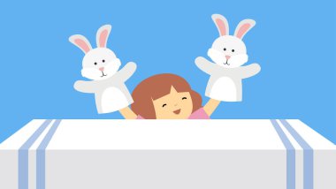 Oyuncaklarla oynayan kızın vektör çizimi 