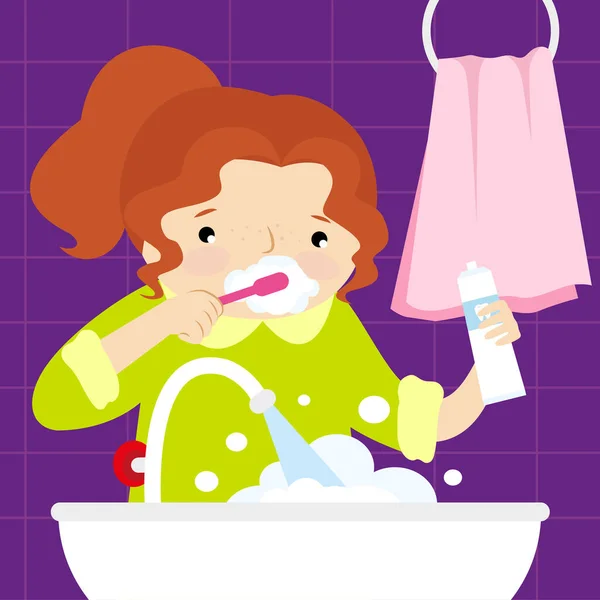 歯を磨くの子供のベクトル イラスト — ストックベクタ