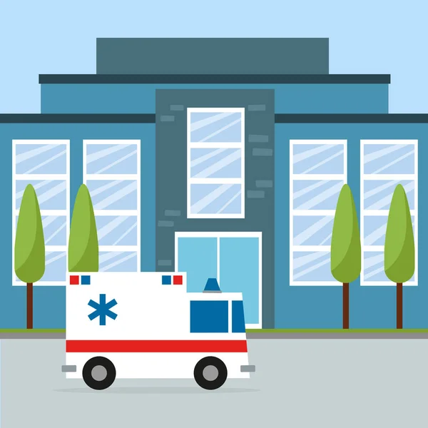 Coche Ambulancia Con Ilustración Vectorial Servicio Emergencia — Archivo Imágenes Vectoriales