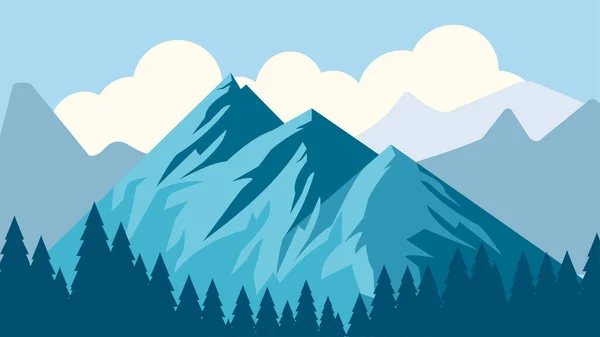Illustration Vectorielle Paysage Montagne Avec Montagnes Nuages — Image vectorielle