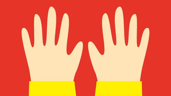 Ręce Rękawiczkami Czerwonym Tle — Wektor stockowy