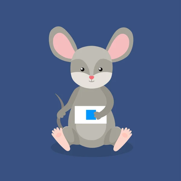 Χαριτωμένο Ποντίκι Ένα Βιβλίο Διανυσματική Απεικόνιση — Διανυσματικό Αρχείο