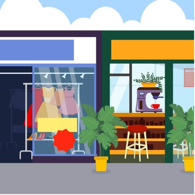 Şehirde bir mağazanın vektör illüstrasyonu