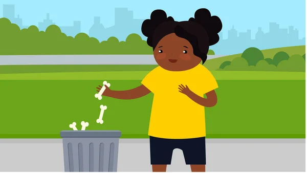 African American Woman Trash Can Vector Illustration Design — Stock Vector