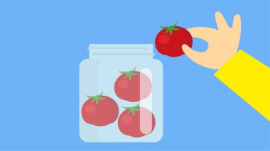 Domatesi kavanoza koy.