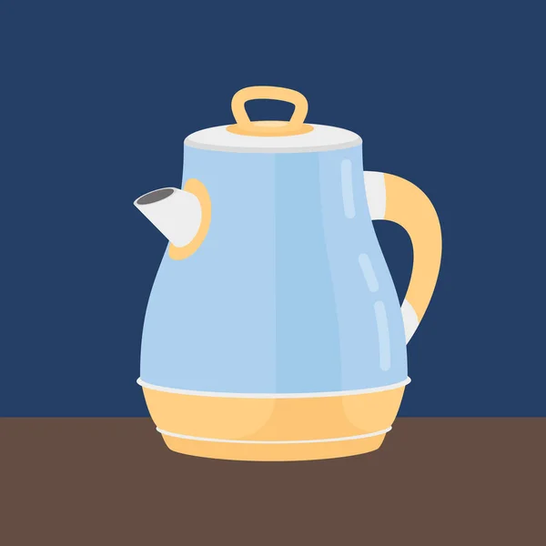 Teapot Table Vector Illustration Flat Style — Stock Vector