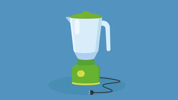 Mavi arka planda kablosu olan yeşil bir blender tasviri