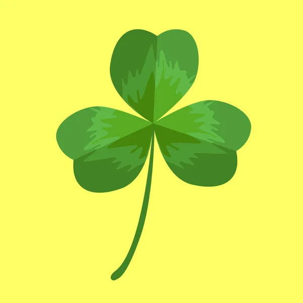Green Clover Leaves Isolated Yellow Background Patrick Day Vector Illustration — Stock Vector