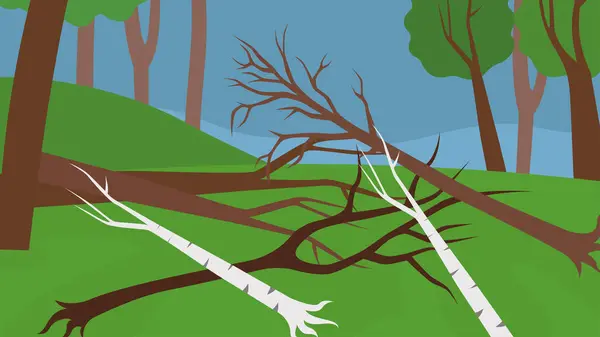Alberi Morti Nella Foresta Illustrazione Vettoriale Nessun Gradiente — Vettoriale Stock