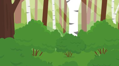 Ormandaki yeşil çalıların çizimi