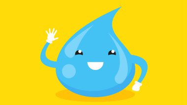 water drop with hands up icon on yellow background clipart