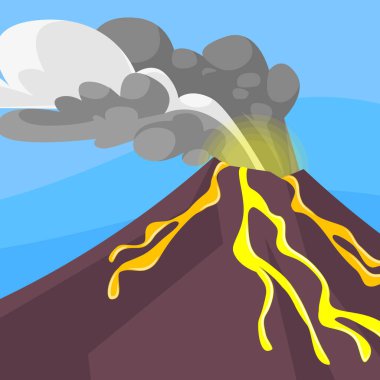 Mavi gökyüzü ile volkan patlamasının bir örneği
