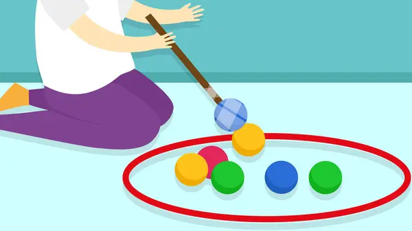 Child Playing Colorful Balls — Stock vektor