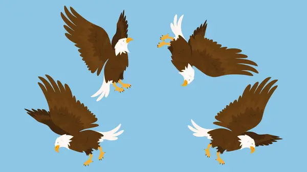Amerikanischer Weißkopfseeadler Fliegt Blauem Himmel Vektorillustration — Stockvektor