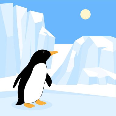 Buzdağındaki Penguen, vektör çizimi