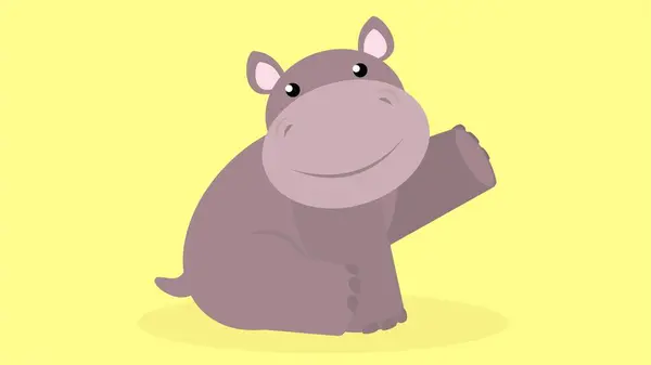 Dessin Animé Hippopotame Mignon Illustration Vectorielle Plate — Image vectorielle