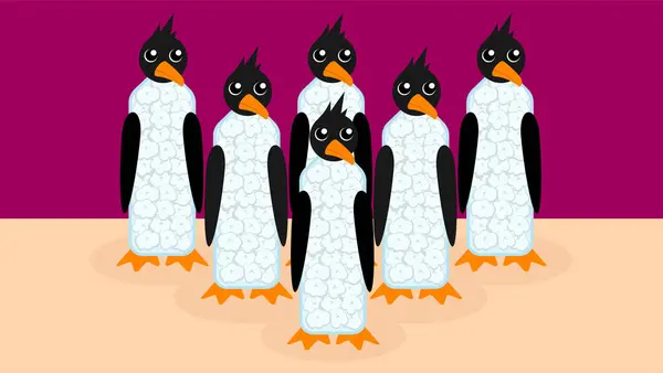 Stilisierte Kunst Der Pinguine Vektorillustration — Stockvektor