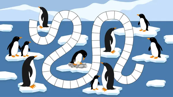 Cartoon Illustration Der Lustigen Pinguine Tabletop Spiel — Stockvektor