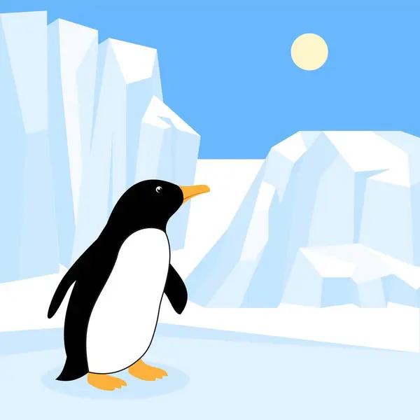 Pinguim Sobre Iceberg Ilustração Vetorial — Vetor de Stock