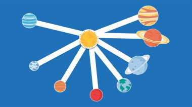 Illustration of the solar system with planets and stars on a blue background clipart