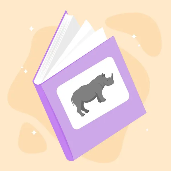 Rinoceronte Livro Design Plano Ilustração Vetorial —  Vetores de Stock