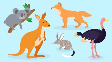 şirin çizgi film vahşi hayvanların vektör kümesi